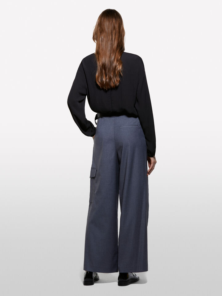 Gray sarong trousers - women's palazzo trousers - Dark Gray | Sisley image number 2